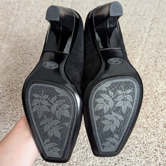 Sofft Pumps Womens 11 Black Leather Square Toe Bow Patent Accents Comfort Career - Picture 7 of 7